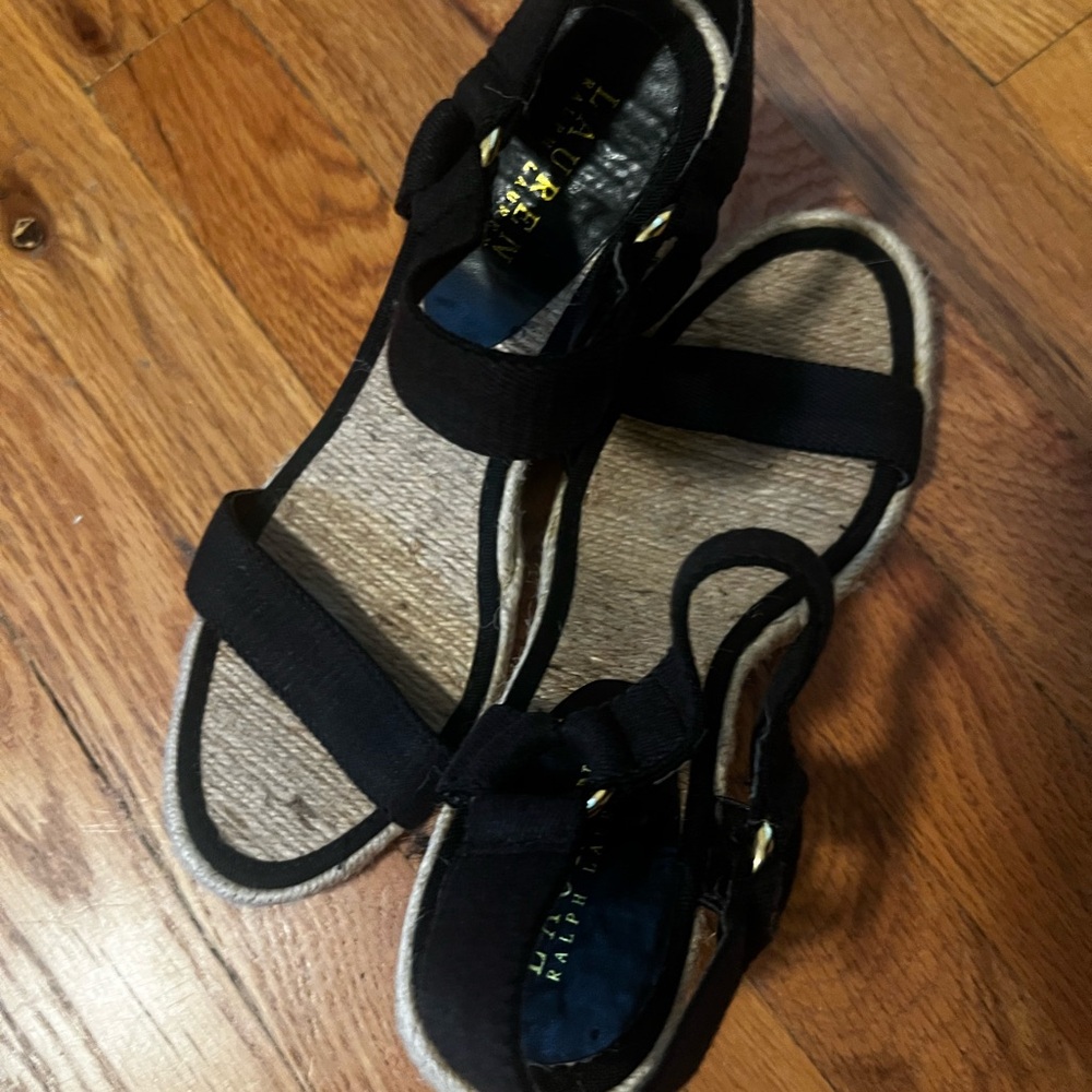 Polo Ralph Lauren Black Espadrille Wedges
